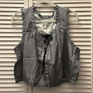 Gap x Doen Gingham Button Down Sleeveless Blouse